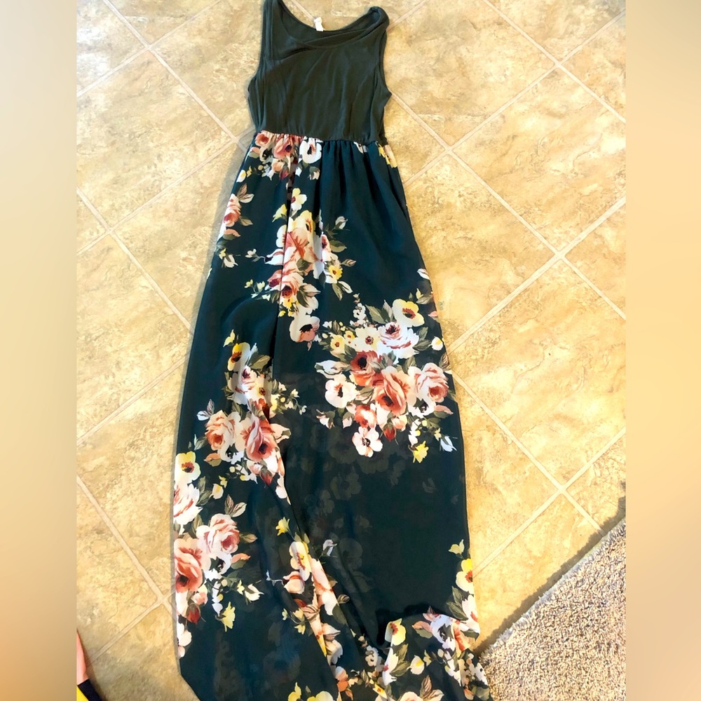 Maxi dress, size S, Hunter green/floral